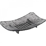Savoniera din plastic flippy, 11 x 8 cm, cu scurgere apa, design modern, gri