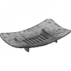 Savoniera din plastic flippy, 11 x 8 cm, cu scurgere apa, design modern, gri