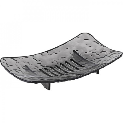 Savoniera din plastic flippy, 15 x 9 cm, cu scurgere apa, design modern, gri foto