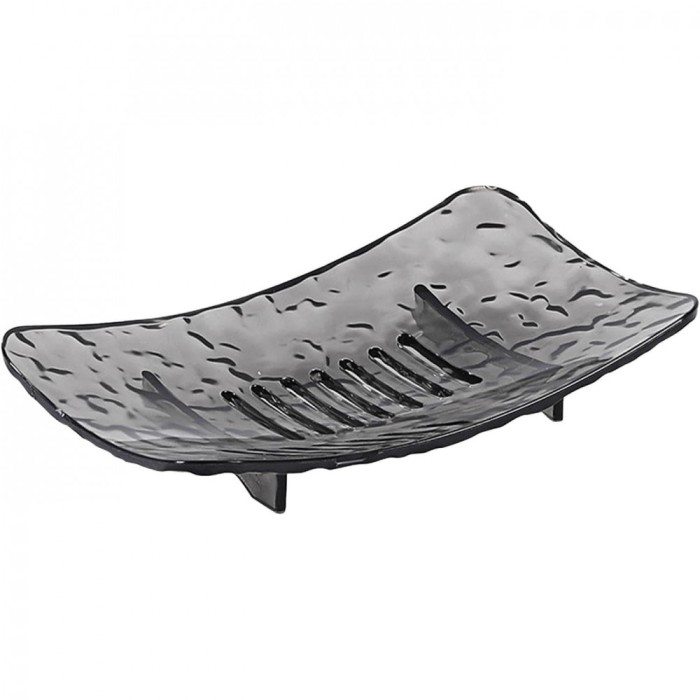 Savoniera din plastic flippy, 15 x 9 cm, cu scurgere apa, design modern, gri
