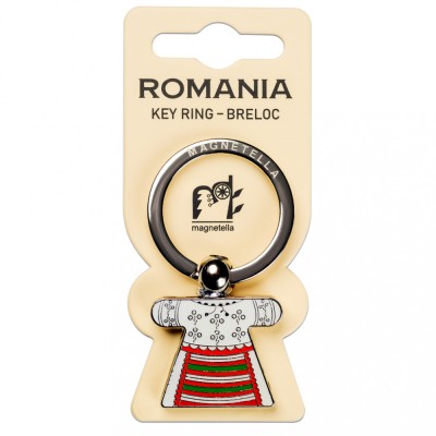 Breloc fata, costum traditional Romania, placare argintie, MB433 foto