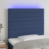 VidaXL Tăblie de pat cu LED, albastru, 90x5x118/128 cm, textil