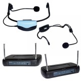 Microfon profesional wireless, 2 x iesire audio, control mute, tip casca