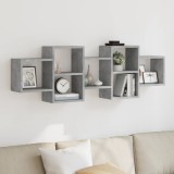Gossi raft de perete, gri beton, 129x18x42 cm, lemn prelucrat