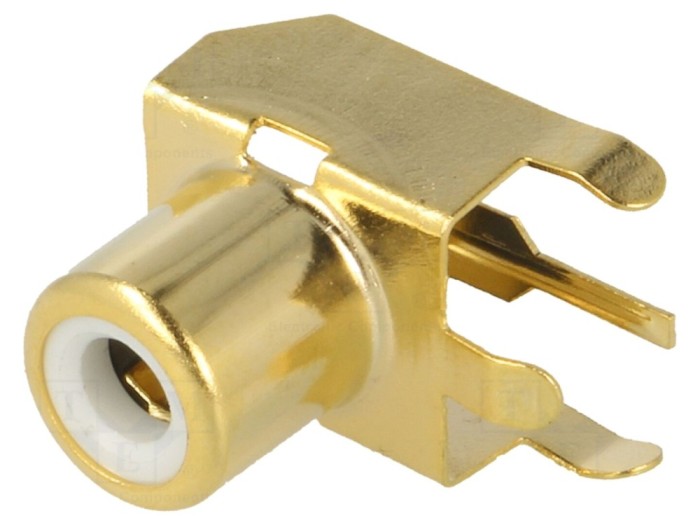Conector RCA mamă 90&deg; aurit
