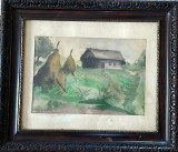 Tablou / lucrare acuarelă Adam BĂLȚATU (1889 - 1979), 44x38 / 33x27, artist roman, arta romaneasca, de colectie / acuarela pe carton subtire