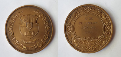CRAIOVA atestare 500 de ani &amp;amp; PELENDAVA 1750 ani, placheta RSR, Medalie 1975 foto