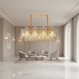 Candelabru din Cristal VETRA Supremo 15xE14, 100x35 cm, Auriu Reglabil