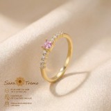 Inel Safir Roz Delicat , zirconia 4 mm, placat cu aur 14K
