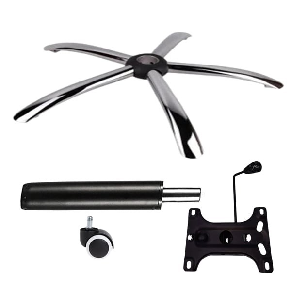 Set placuta balans metalica 20 cm x 15 cm, baza 60 cm, rolă universală cauciuc si cilindru piston, gaz, pentru scaune birou, negru, 35 cm