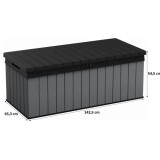 Cufar pentru depozitare de exterior, pentru accesorii gradina si terasa, cu capac, material polipropilena, culoare gri, Keter Darwin, rezistenta UV, 3