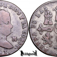 1843, 8 Maravedis - Isabela a II-a - Segovia - Regatul Spaniei