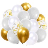Set 50 baloane pentru petrecere, 40cm, alb, auriu, gri Household NewTrend
