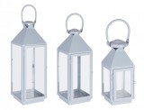 Cumpara ieftin Set 3 felinare metal albastru Lucinda 11x10x25 cm, 15.5x15x40 cm;, 19.5x19x55 cm