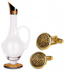 Set Wine Decanter Bordeaux Aur 24K by Credan si Butoni Gold Round by Credan foto