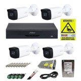 Kit supraveghere profesional Dahua 4 camere 2MP IR 40m IP67, DVR 4 canale WizSense 5MP, HDD 1TB, accesorii montaj si autocolant ROVISION SafetyGuard S