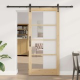 Set Ușă Glisantă cu Hardware 93x202 cm Lemn Masiv de Pin