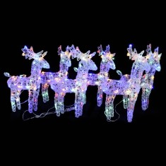 vidaXL Reni de Crăciun, 6 buc., multicolor, 240 LED-uri, acril
