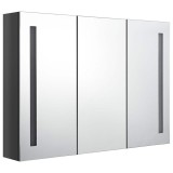 Cumpara ieftin Dulap de baie cu oglinda si LED, gri stralucitor, 89x14x62 cm