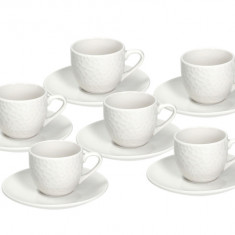 Set 6 cesti de cafea cu farfurie Golf, Tognana Porcellane, 90 ml, portelan, alb