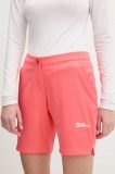 Jack Wolfskin pantaloni scurți outdoor Hiking Alpine culoarea roz, neted, medium waist, 1509141