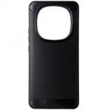 Husa tip capac spate Carbon silicon neagra pentru Xiaomi Redmi Note 14 Pro+ 5G