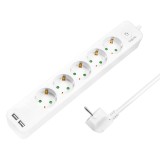 PRELUNGITOR LOGILINK, Schuko x 5, USB x 2 5V/2.1A (10.5 W), cablu 3G 1.5mm2, 230 V/16 A, 50 Hz, max. 3600 W, buton intrerupator iluminat, IP20, 1.5m,