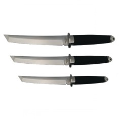 Set trei cutite de vanatoare, DEPOX&reg;, otel inoxidabil, argintiu, 43 cm, toc inclus