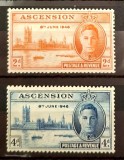 Lot 2 timbre Ascension 1946 &ndash; Victoria Aliaților, Regele George VI -A85