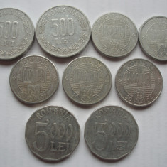 LOT 500 LEI 1999-2000 + 1000 LEI 2000-2004 +5000 LEI 2002-2003, 9 MONEDE, L14.46