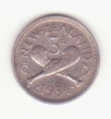 Monedă argint Noua Zeelandă 3 Pence 1934 - George V