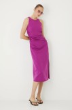 Medicine rochie culoarea violet, midi, mulată