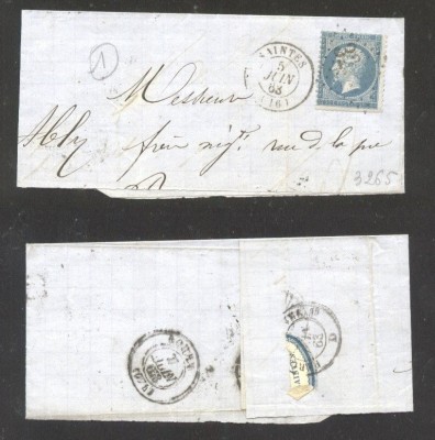 France 1860 Postal History Rare Old Wrapper Nantes DB.487 foto
