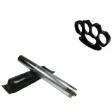Cumpara ieftin Set Autoaparare: Baston Telescopic Otel 64cm Argintiu + Box Metalic Negru 1cm