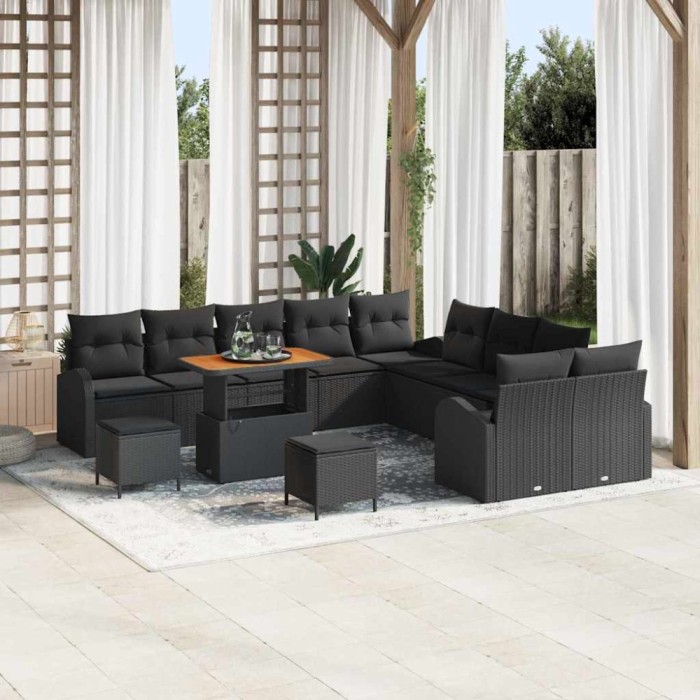 vidaXL Set de canapele pentru grădină 13 pcs Negru 90 x 55 x 71 cm