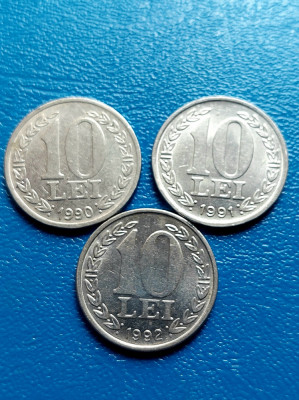 Moneda Romania 10 lei -1990,1991,1992 foto