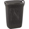 Cos rufe Curver ratan gri inchis 57L, 45x61x34 cm, cu 2 manere si capac, plastic