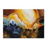 Tablou abstract pictat manual, Calatorie in spatiu, 70x50cm ulei pe panza, gata de agatat pe perete