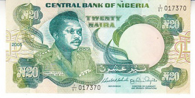 M1 - Bancnota foarte veche - Nigeria - 20 naira - 2005 foto