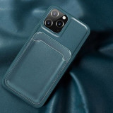 Husa Telefon iPhone 12 / 12 Pro Din Piele Ecologica Cu Suport Carduri Magnetic Verde, Apple