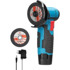 Polizor unghiular portabil, AMRINUGL, 2 discuri de taiere, 12V, 270x140x90mm, fara acumulator, albastru/negru
