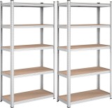 Cumpara ieftin Set 2 Rafturi, Songmics, 5 rafturi, 180 x 90 x 40 cm, Silver, GLR040E02