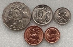 P1. Australia set lot 1+2+5+10+50 cents 1973 1975 1978 1979 aUNC / UNC **