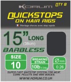 Carlige Legate KORUM Hair Rigs Barbless With Qickstops, 38cm, Nr.10, 8buc/pac