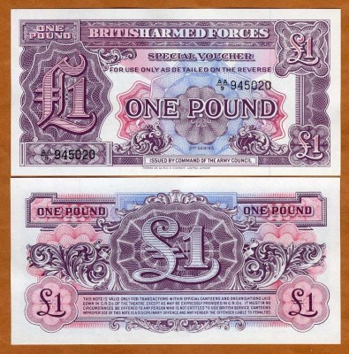 !!! MAREA BRITANIE , VOUCHER MILITAR - 1 POUND (1948} - P M22a - UNC foto