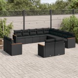 Cumpara ieftin Gossi set mobilier de gradina cu perne, 13 piese, negru, poliratan