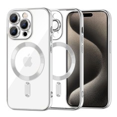 Husa premium iPhone 15 Pro Max Techsuit Luxury Crystal MagSafe, argintiu foto