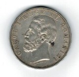 Romania 1883 - 5 lei, argint, Kullrich pe 6.5mm, circulat