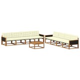 vidaXL Set de canapele de exterior cu pernă 9 pcs Natural și Crem 3381318