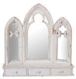 Oglinda gotica din lemn masiv cu trei sertare GOT037